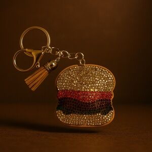 Sparkling Burger Keychain with Tassel